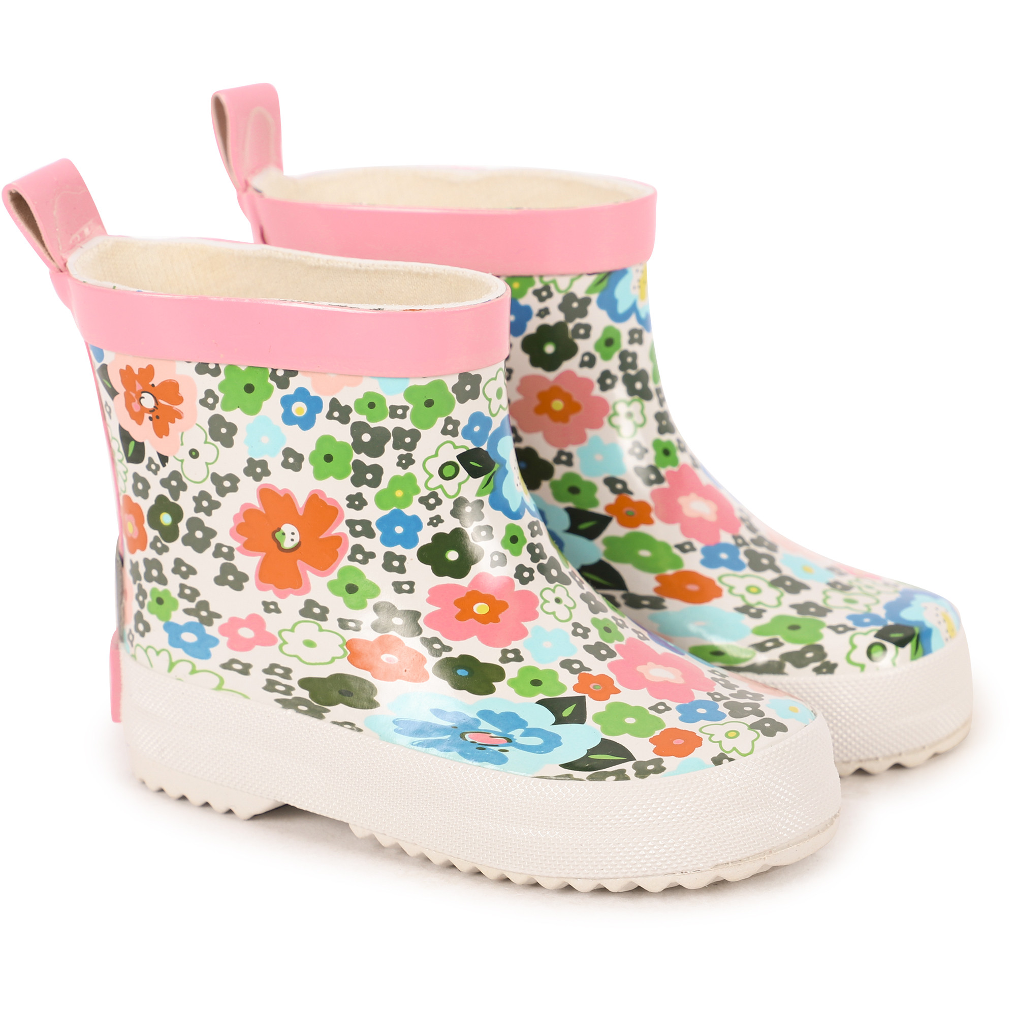 Playshoes Floral Print Rubber Boots in White —