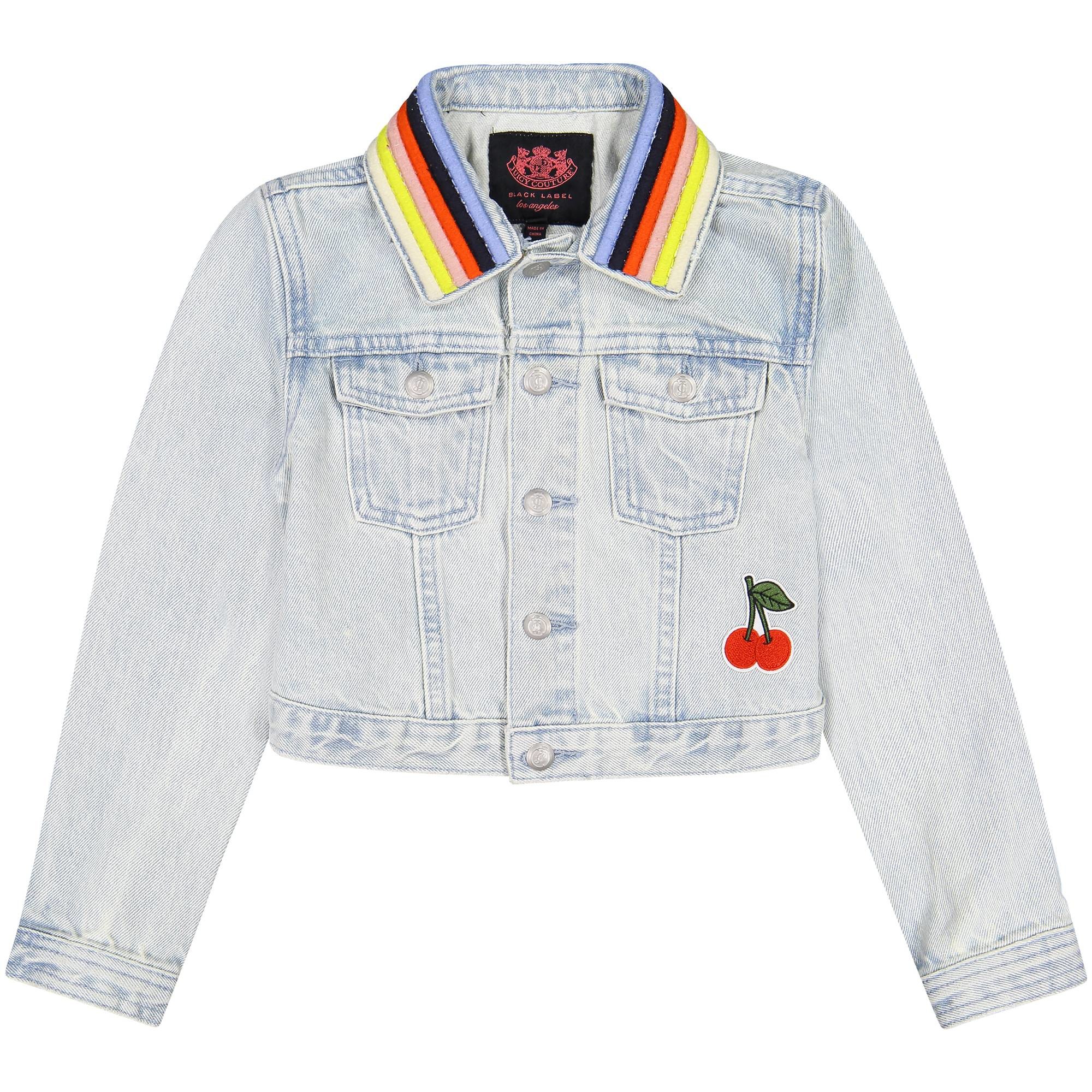 Juicy Couture Girls Denim Jacket With Rainbow Collar Bambinifashion Com