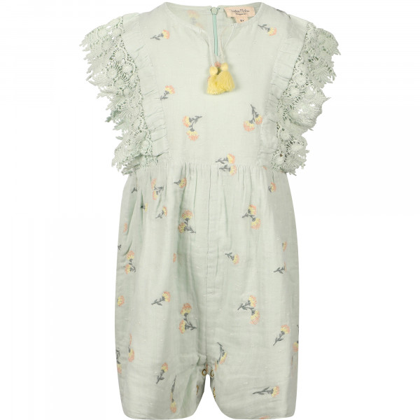 Floral Embroidery Jumpsuit in Sage Green