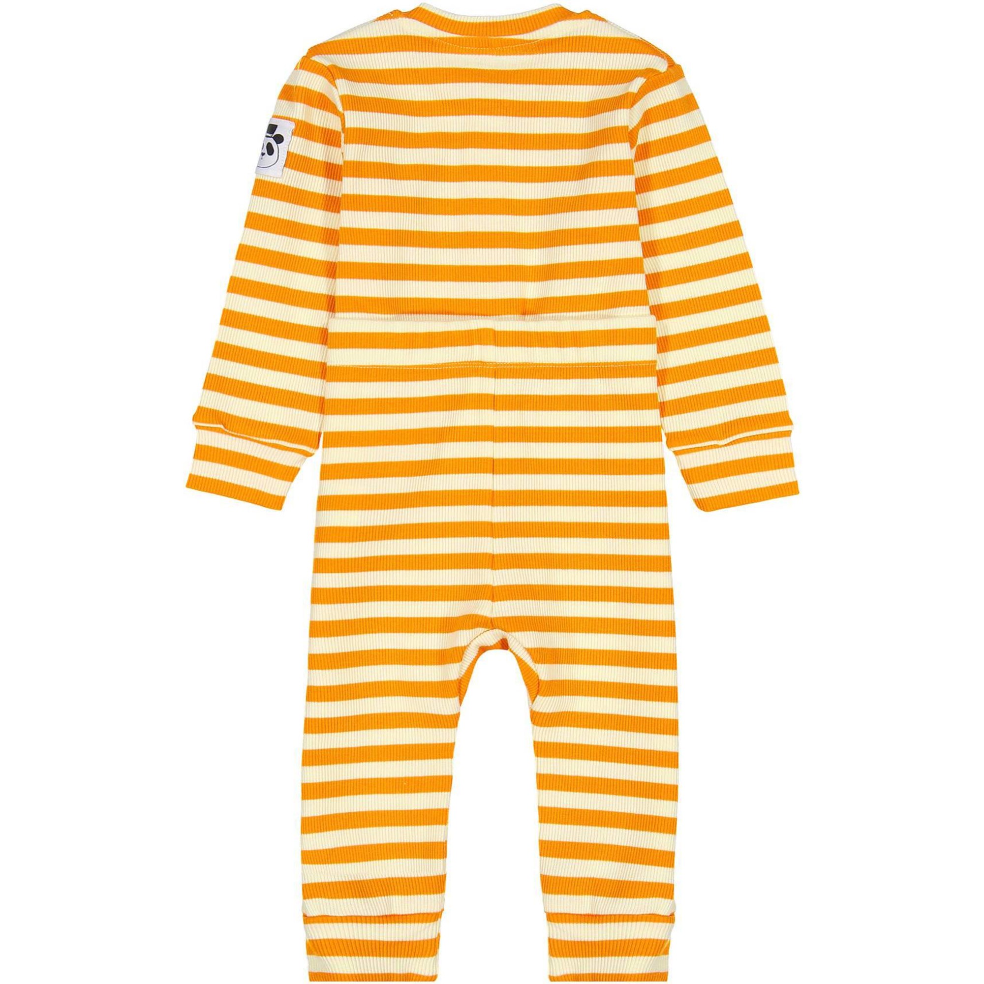 Mini Rodini Baby Striped Onesie in Orange and White —