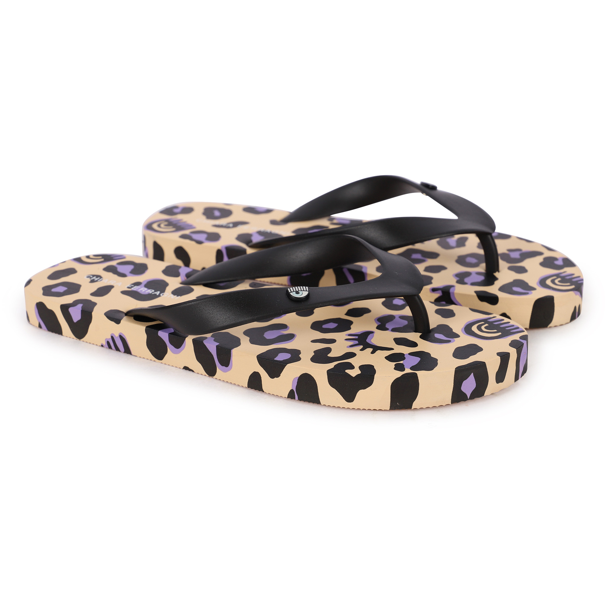 Chiara Ferragni Leopard Print FlipFlops in Yellow and Black