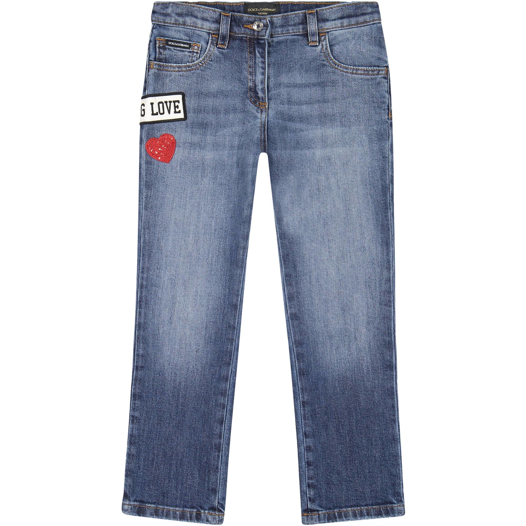 Dolce & Gabbana Girls "DG" Hashtag Love Heart Jeans