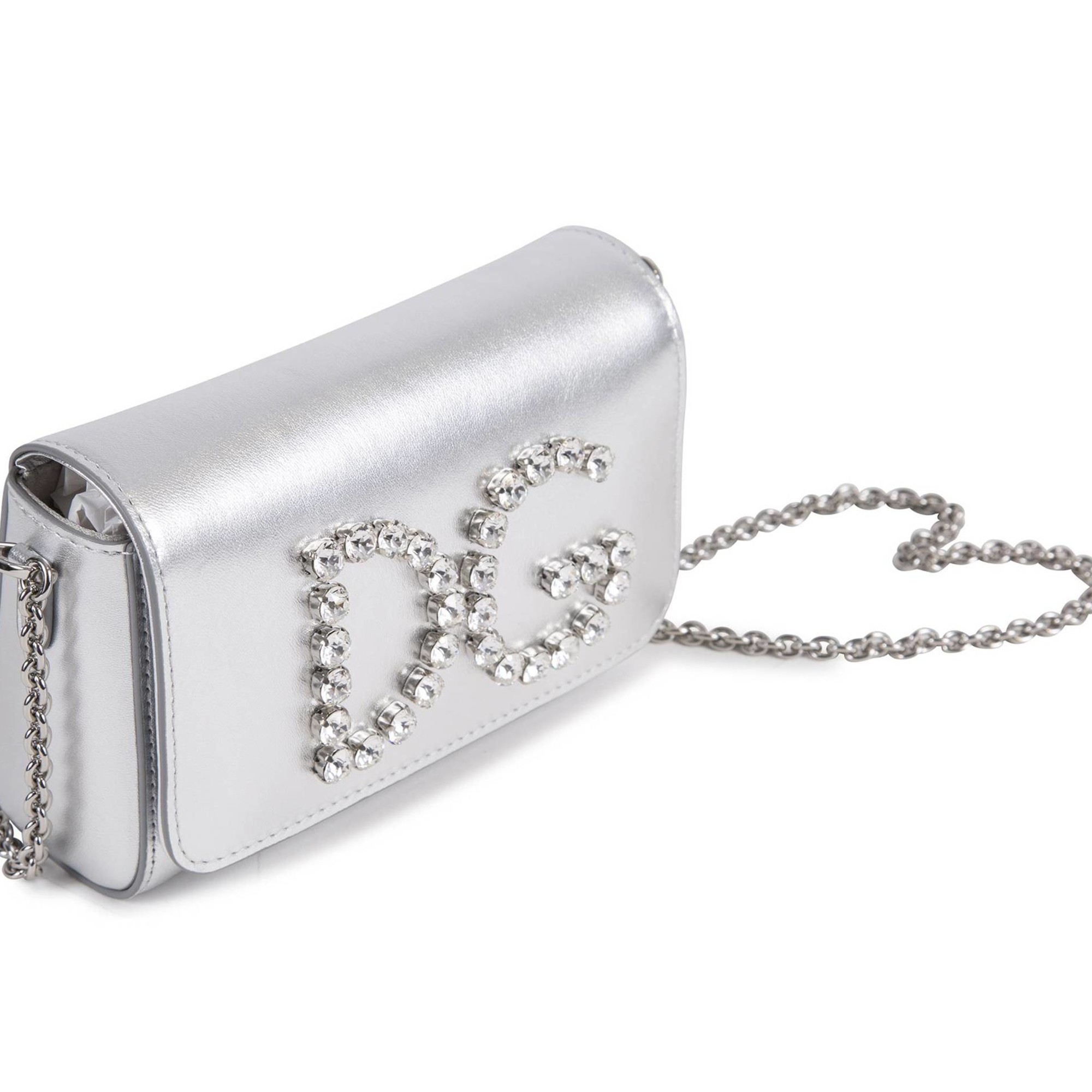 Dolce & Gabbana Girls Crystal "DG" Bag in Silver