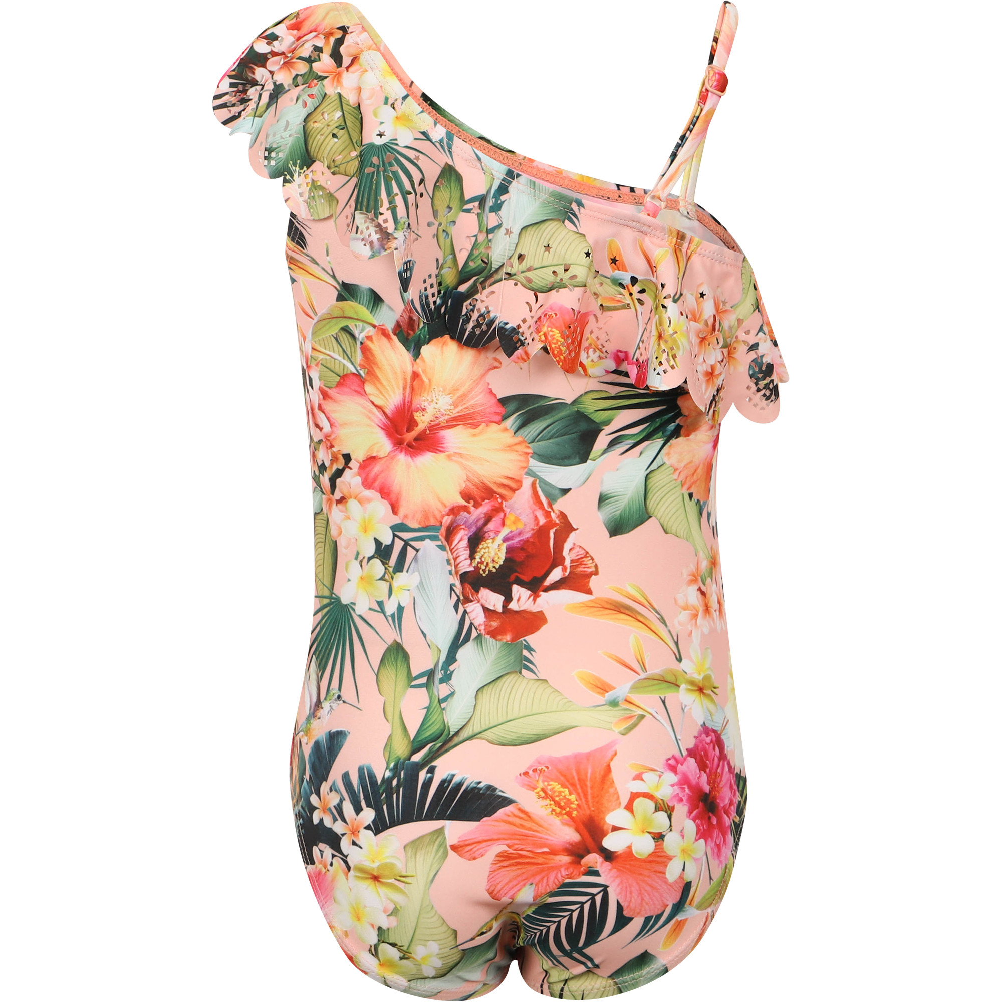 Molo Hawaiian Flowers Asymmetrical Ruffled Swimsuit —