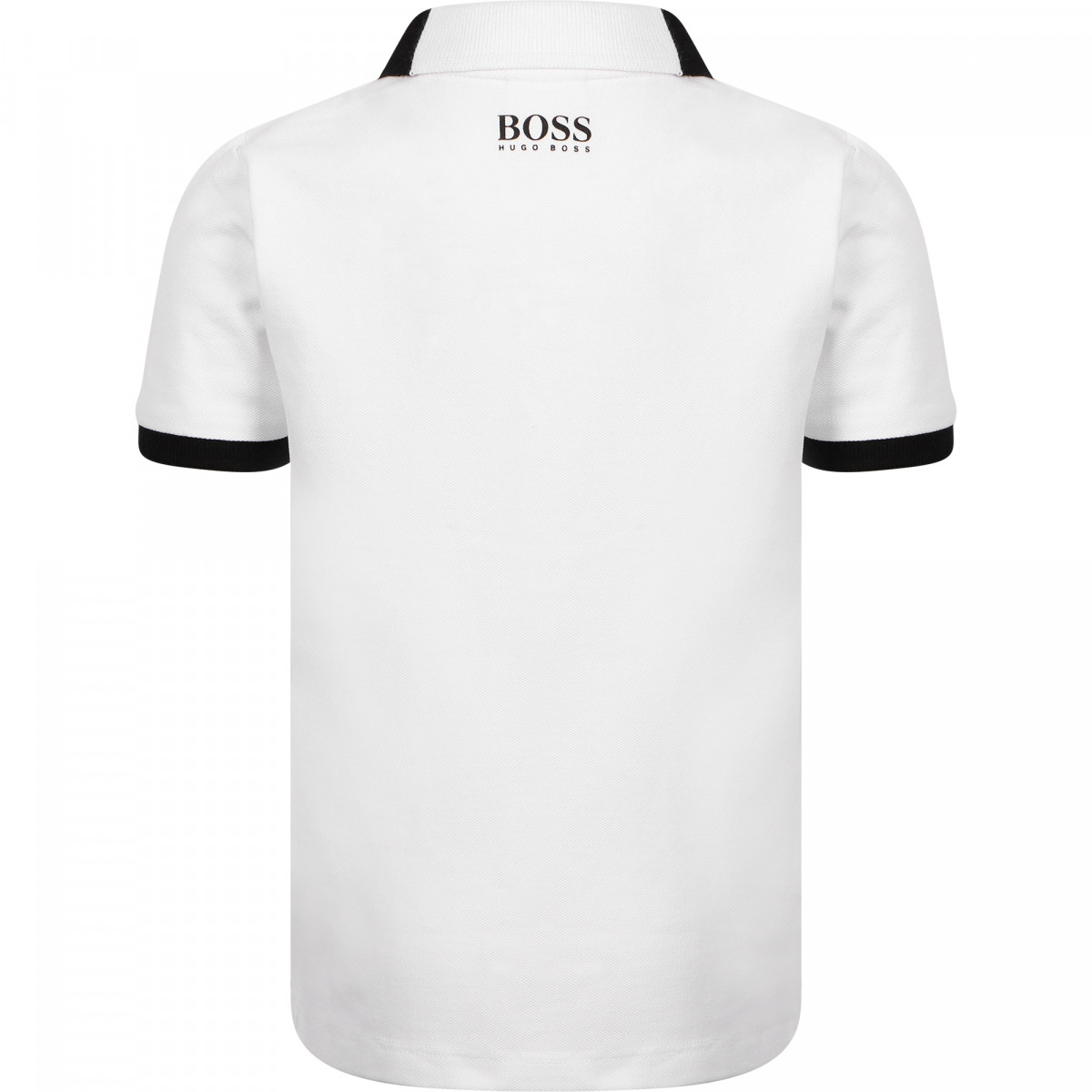 Boss Logo Polo Shirt With Contrasting Detailing In White 