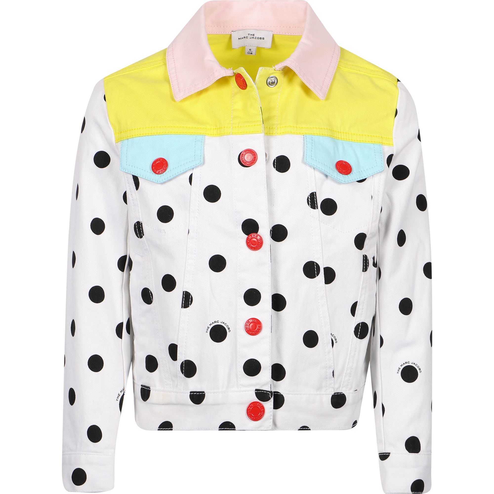 polka dot denim jacket