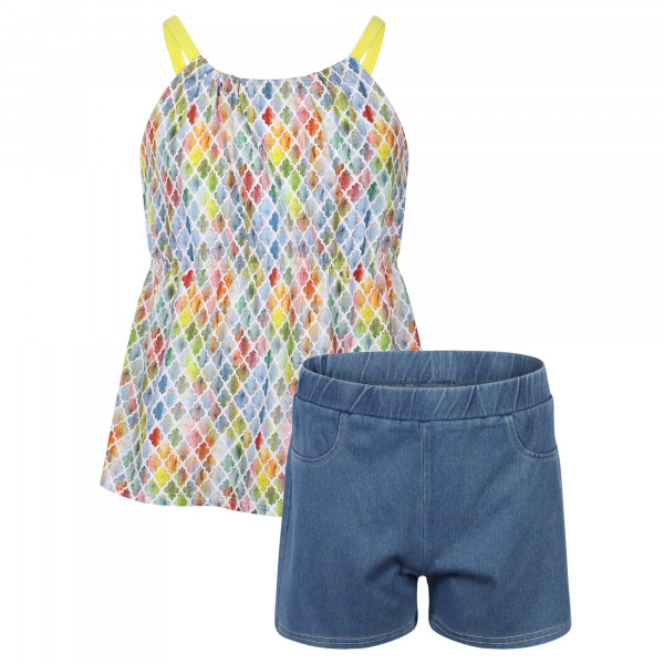 Colorful Geometric Print Top and Shorts Set