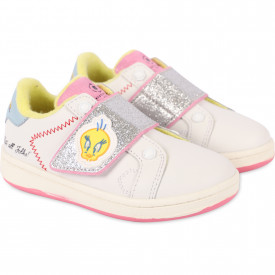 Looney Tunes Print Glittery Velcro Straps Sneakers in White
