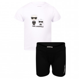 Chibi and Choupette Logo T-Shirt and Shorts Set in White and Black