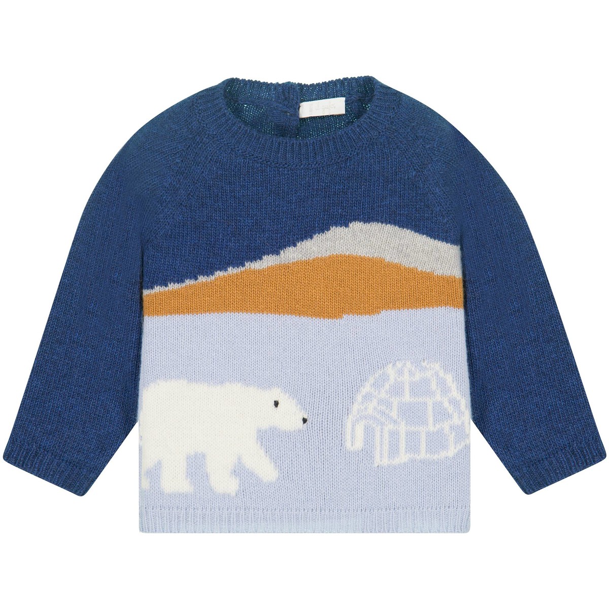 Il Gufo Baby Polar Bear Sweater in Blue