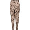 Leopard Print High Waist Trousers with Side Stripes in Beige