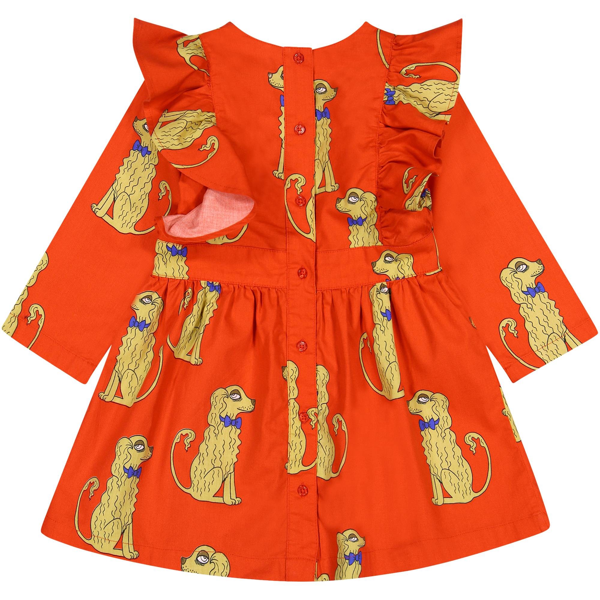 Mini Rodini Girls Dress with Chic Dog Print —