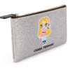 Logo Girl Glittery Cosmetics Pouch in Silver