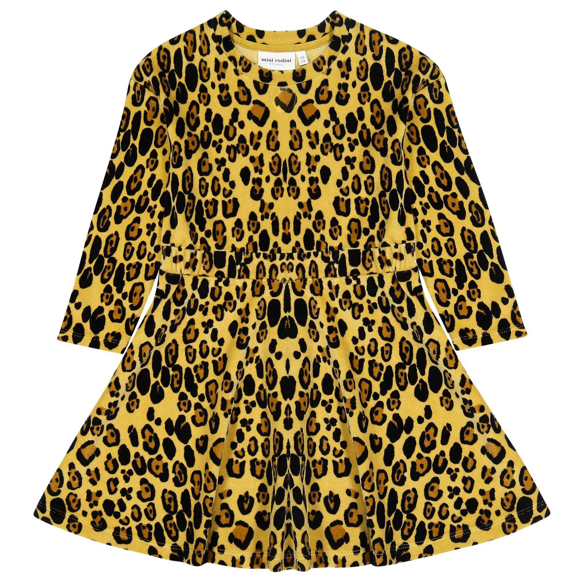 Mini Rodini Girls Leopard Print Long Sleeve Dress