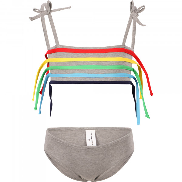 Rainbow Stripes Logo Bikini in Grey