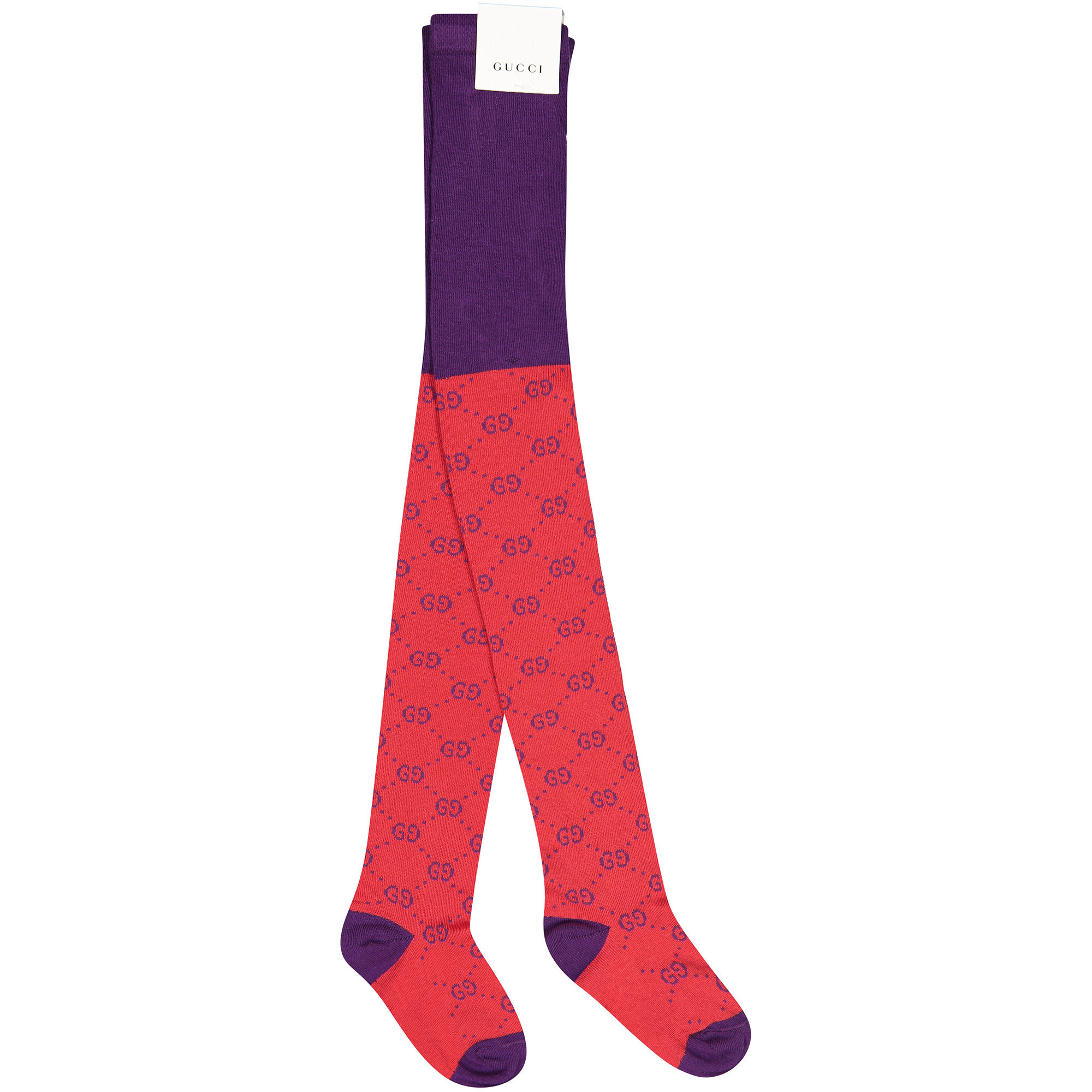 Gucci Girls "GG" Knit Tights in Red