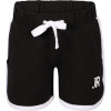 Logo Shorts with Contrasting Trim in Black