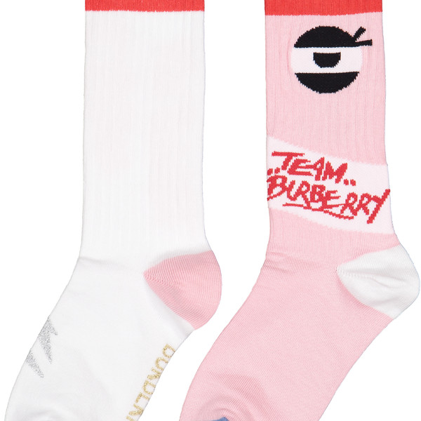 Girls "Hello My Name is Team Burberry" Socks