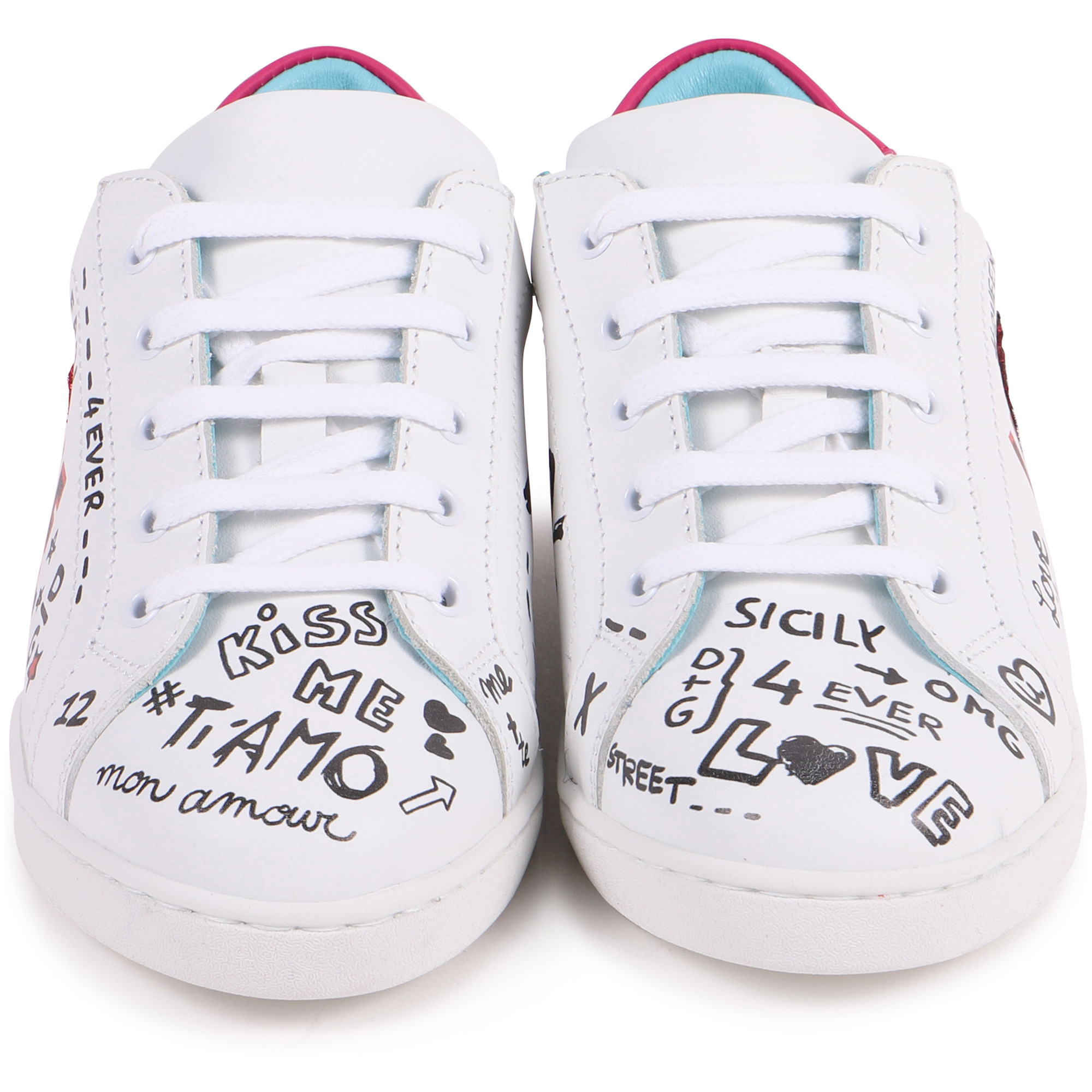 Dolce &amp; Gabbana Girls Lace Up &quot;Love&quot; Graffiti Sneakers
