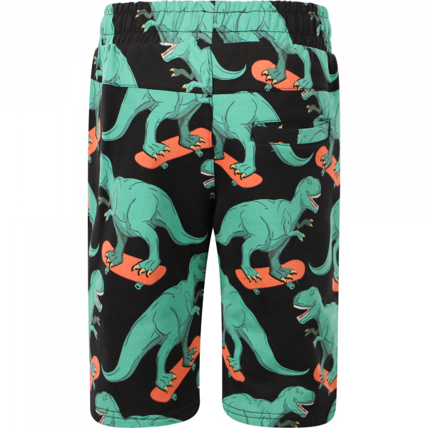 Dino Skaters Print Bermuda Shorts in Black