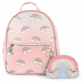 Glittery Rainbows Backpack with Rainbow Purse in Pink and Blue