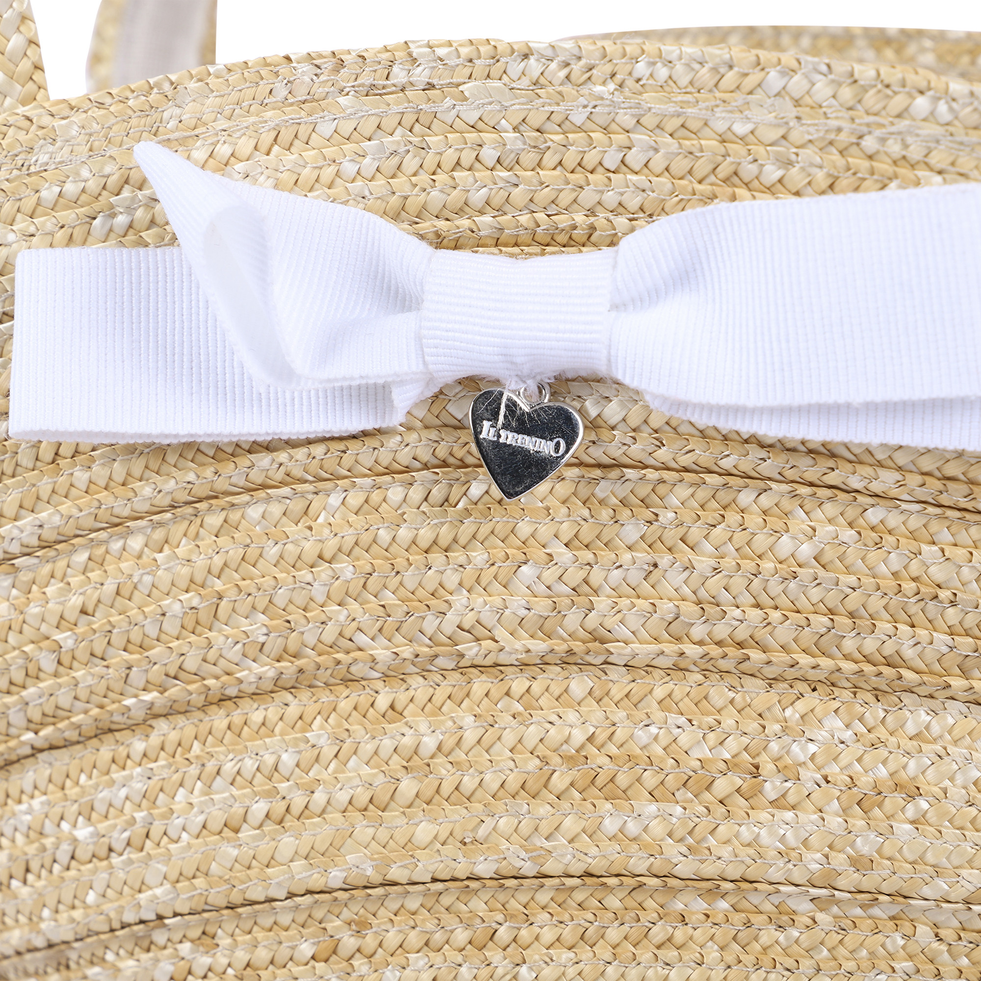 Il Trenino Girls' Ruffled Ribbon Straw Handbag