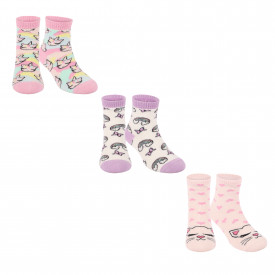 Set of Socks with Kitties, Rainbows and Unicorns in Pink and White