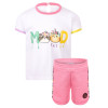 Mood Kitties Print Set of Shorts and T-Shirt in White and Pink