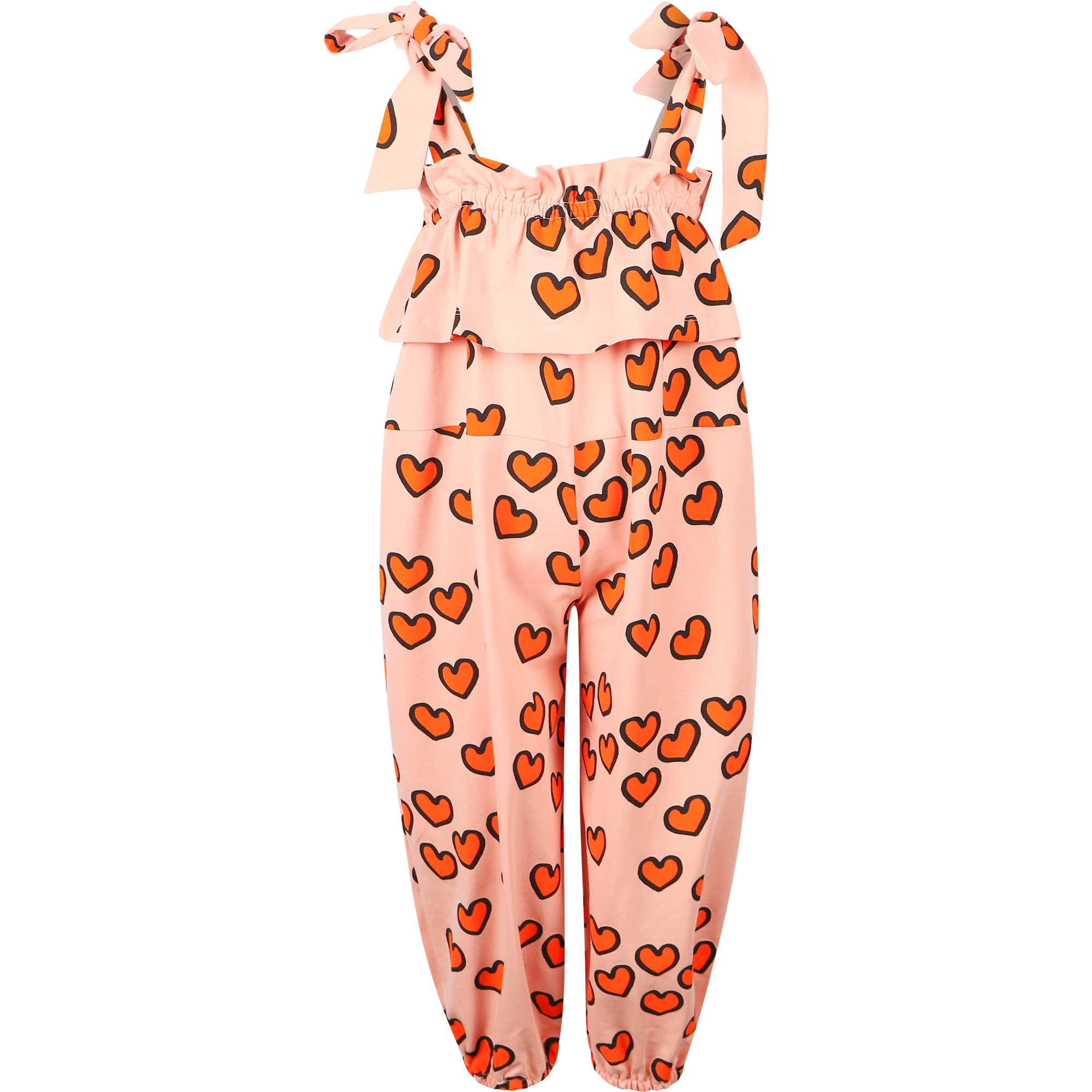 KUKUKID Love Hearts Ruffled Jumpsuit in Pink —