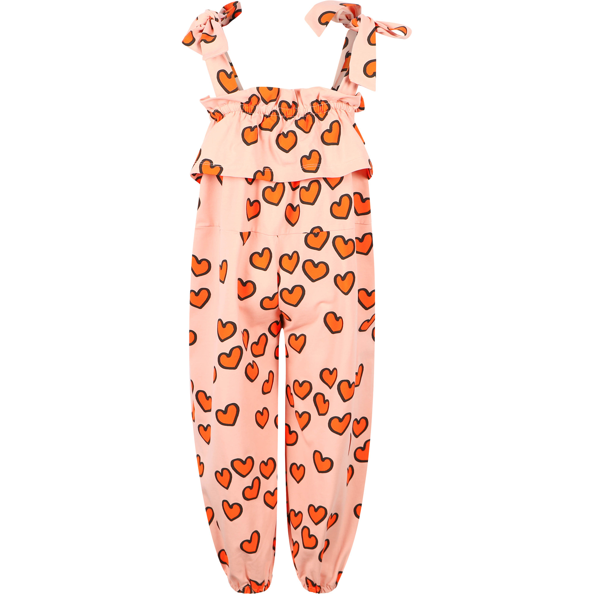 KUKUKID Love Hearts Ruffled Jumpsuit in Pink —