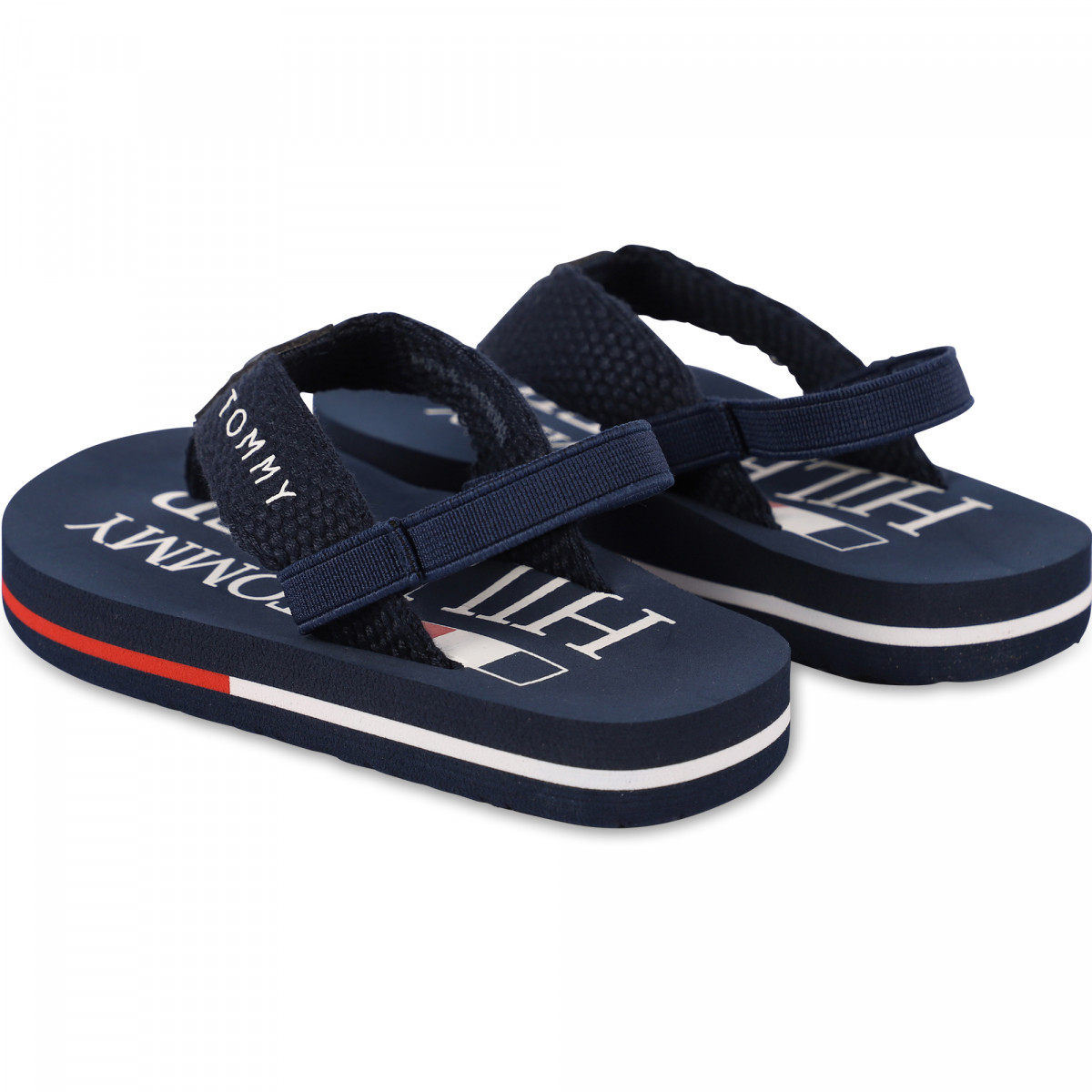 Tommy Hilfiger Logo Flip Flops with Heel Strap in Navy —