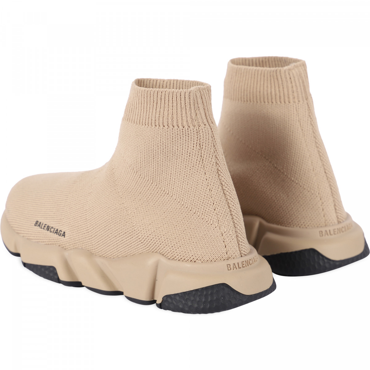 Balenciaga Logo Knit Socks Sneakers in Beige