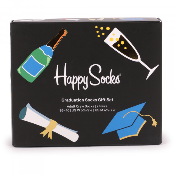 Graduation Print Set of Socks in Blue and Black