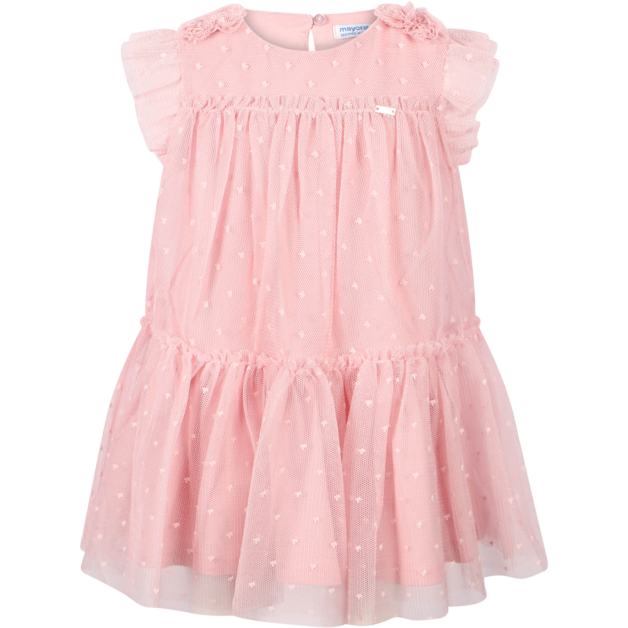 Mayoral Ruffled Mesh Dress with Polka Dot Pattern in Pink ...