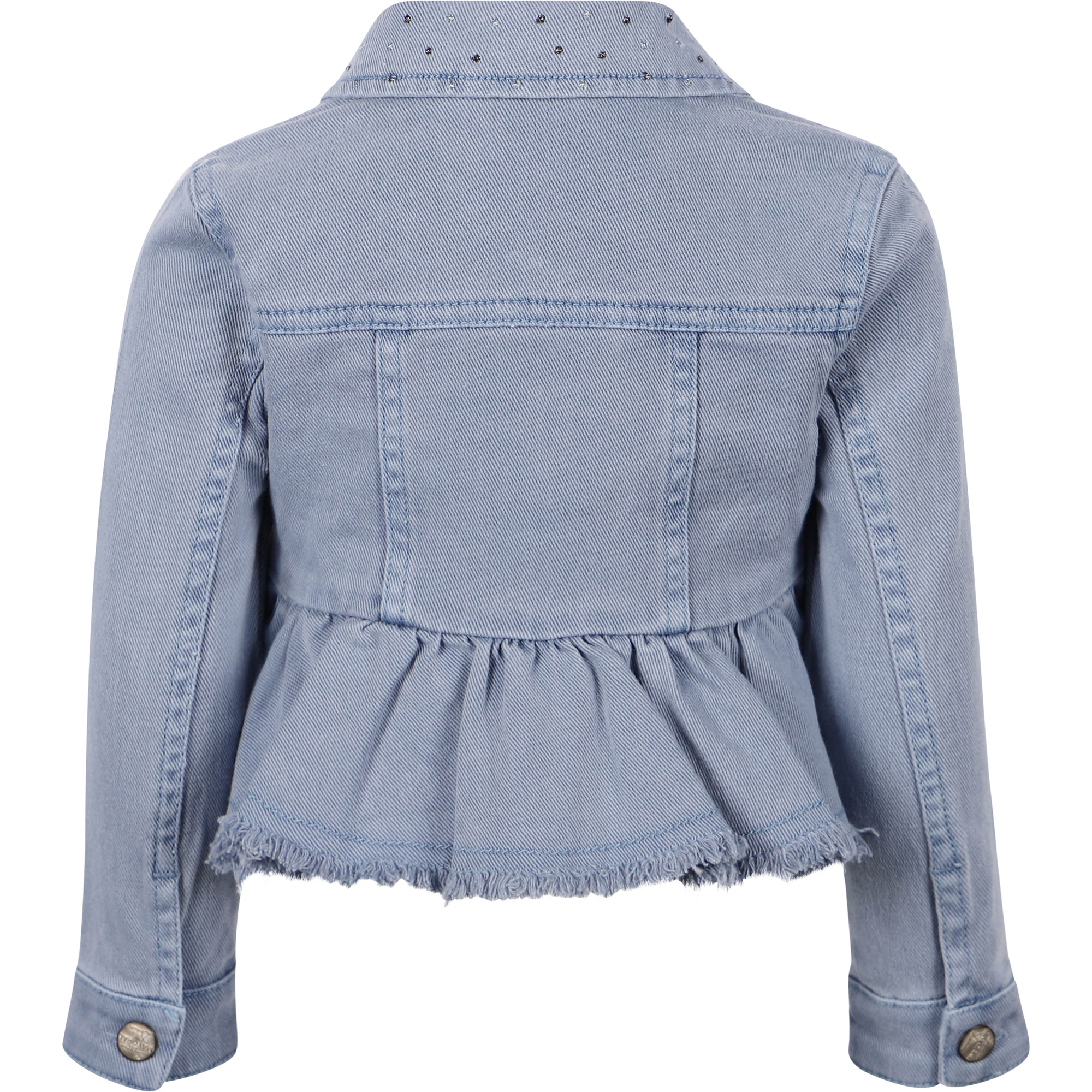 Mayoral Ruffled Denim Jacket in Blue —