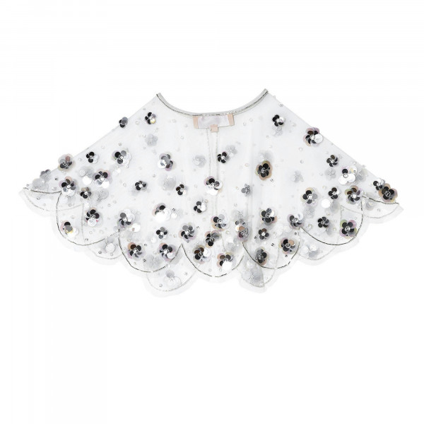 Myconos Rhinestones Detailing Cape in White