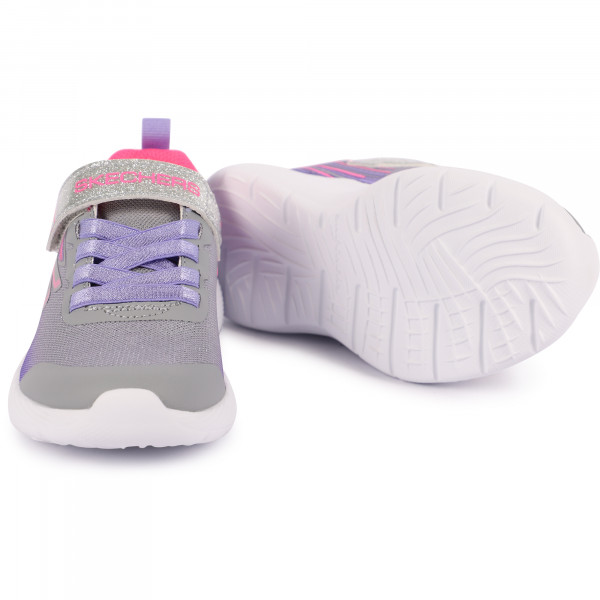 Glittery Velcro Straps Logo Sneakers with Stickers in Purple and Silver