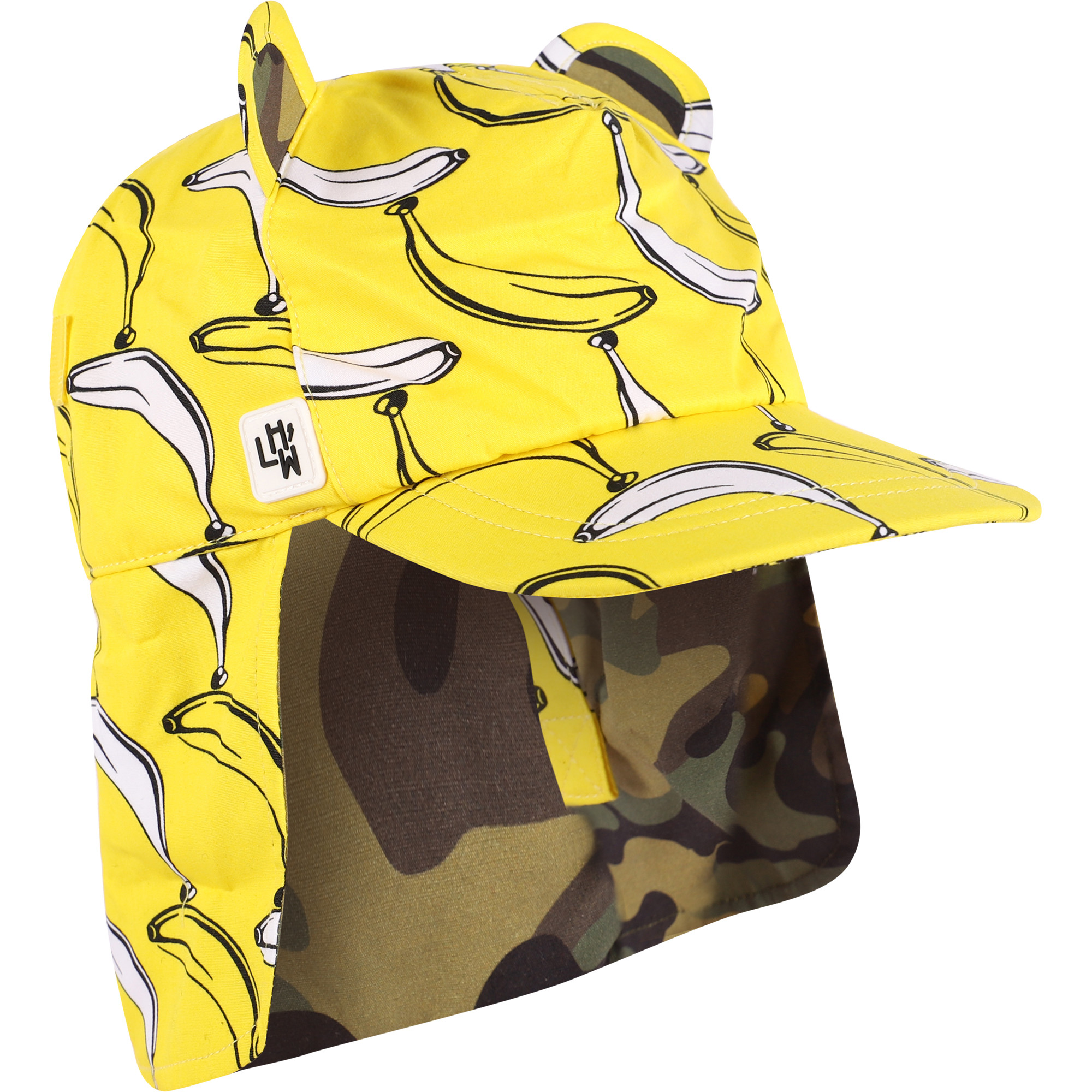 Little HotDog Watson Bananas and Camo Print Cap with Neck Flap in