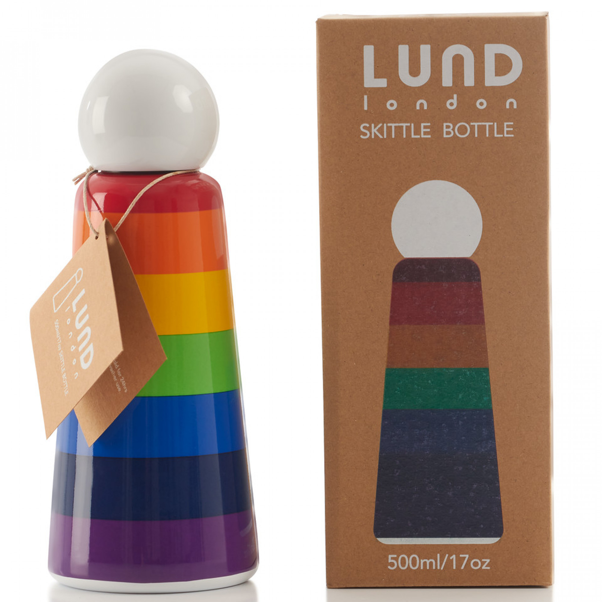 Lund London Skittle Water Bottle Rainbow 500ml —