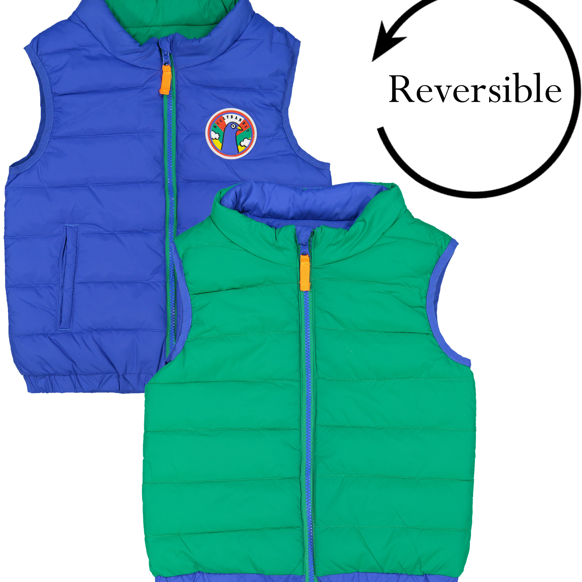 BillyBandit Boys Reversible Gilet in Blue & Green
