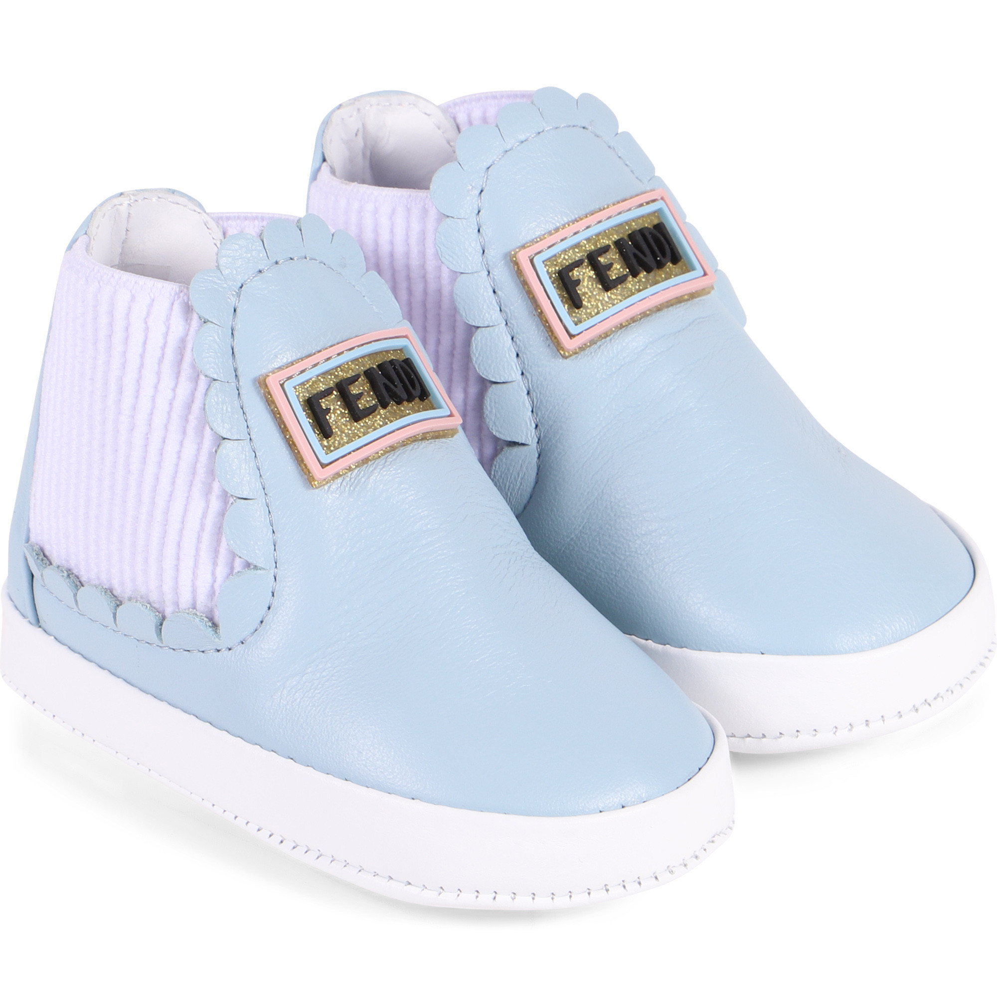 Fendi Baby SlipOn Booties in Light Blue —