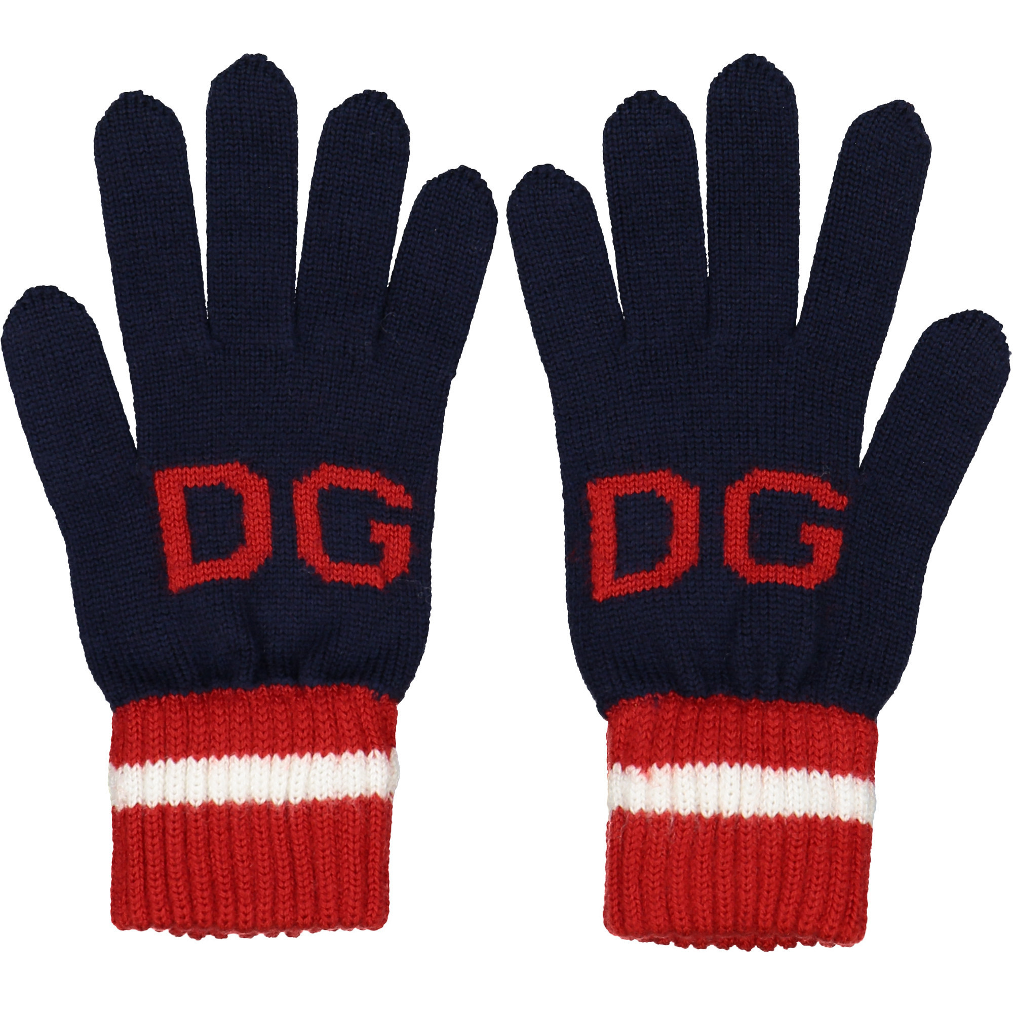 Dolce & Gabbana Boys Knitted "DG" Gloves in Navy