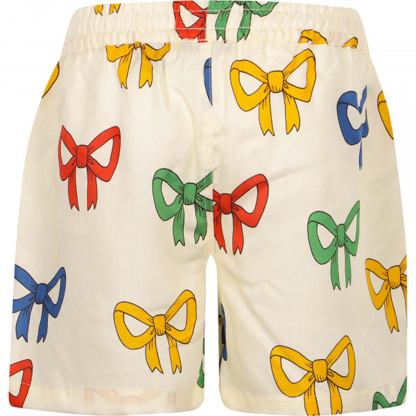 Colorful Bows Print Woven Shorts in Off-White