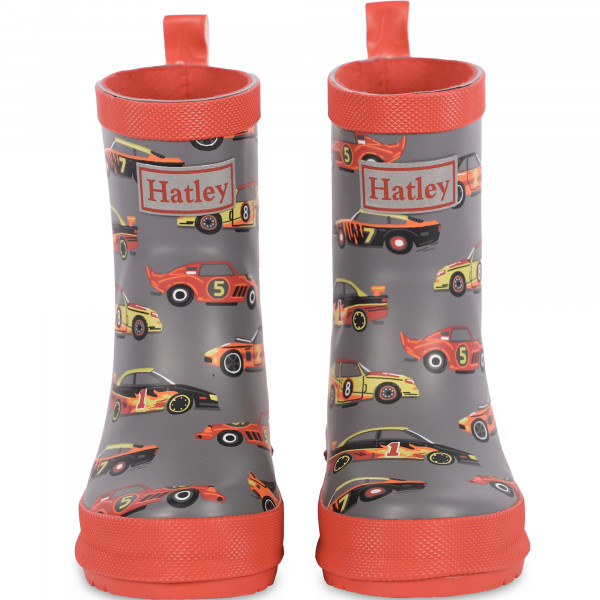 Race Cars Rubber Boots in Grey and Red