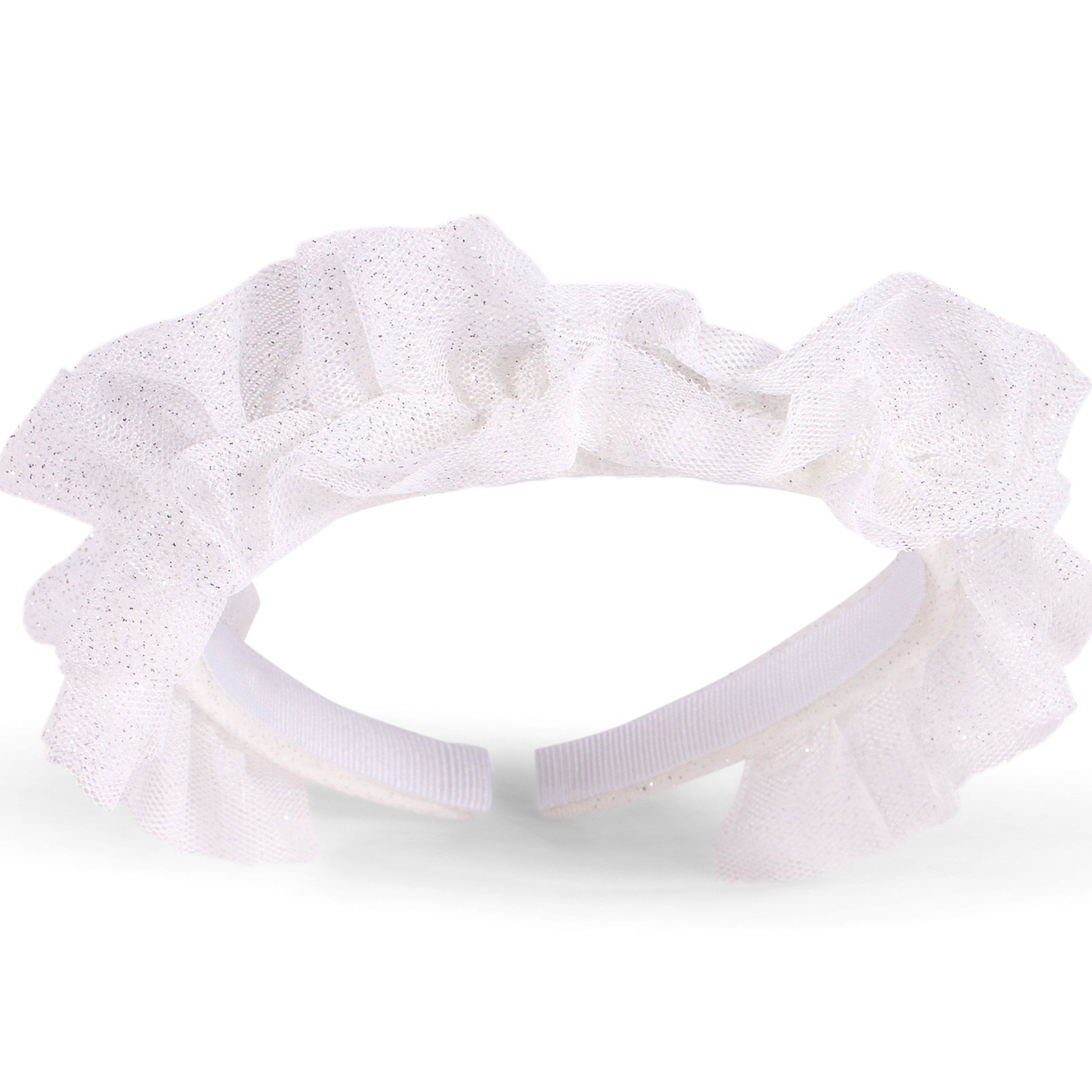 Il Gufo Girls Sparkly Tulle Headband in White —