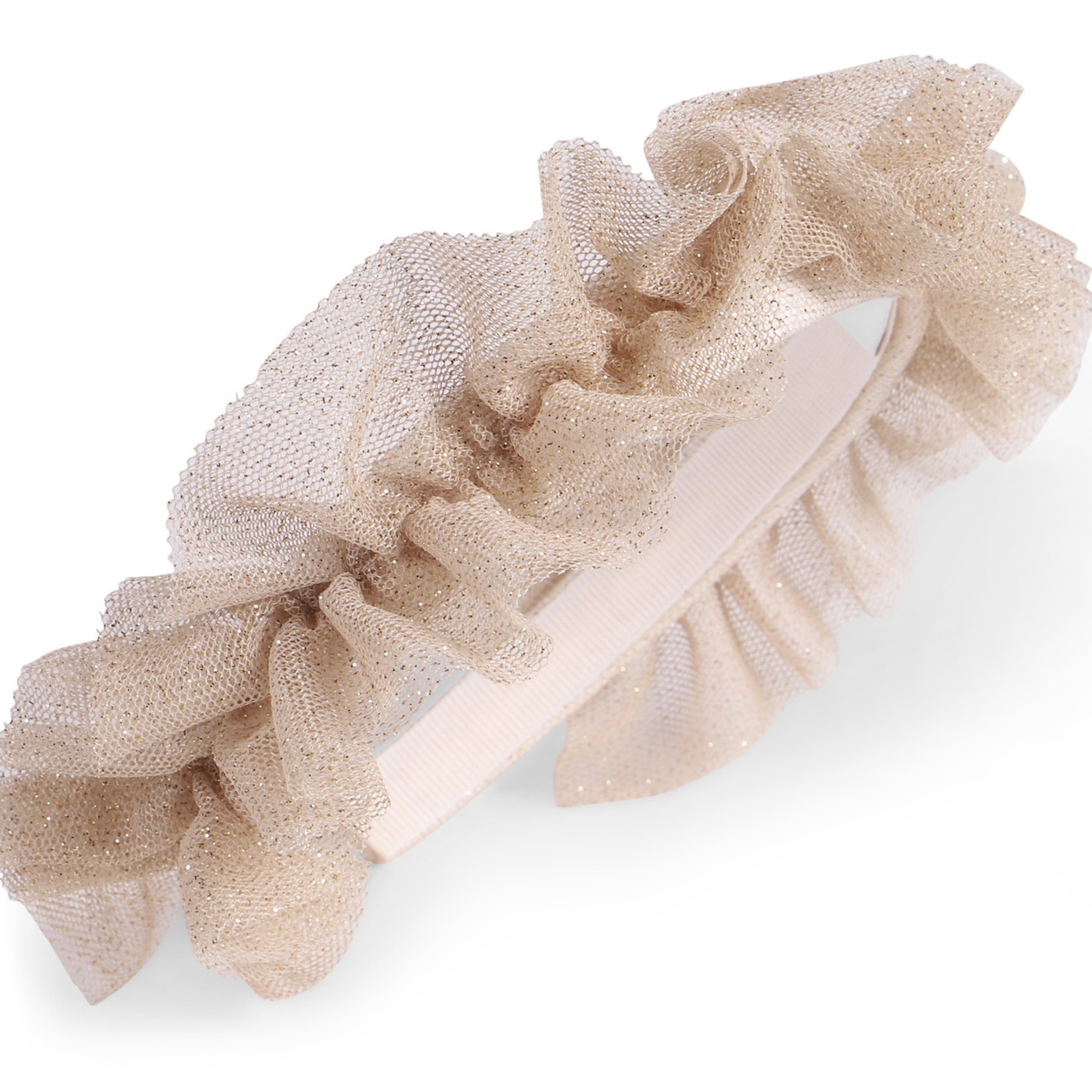 Il Gufo Girls Sparkly Tulle Headband in Champagne