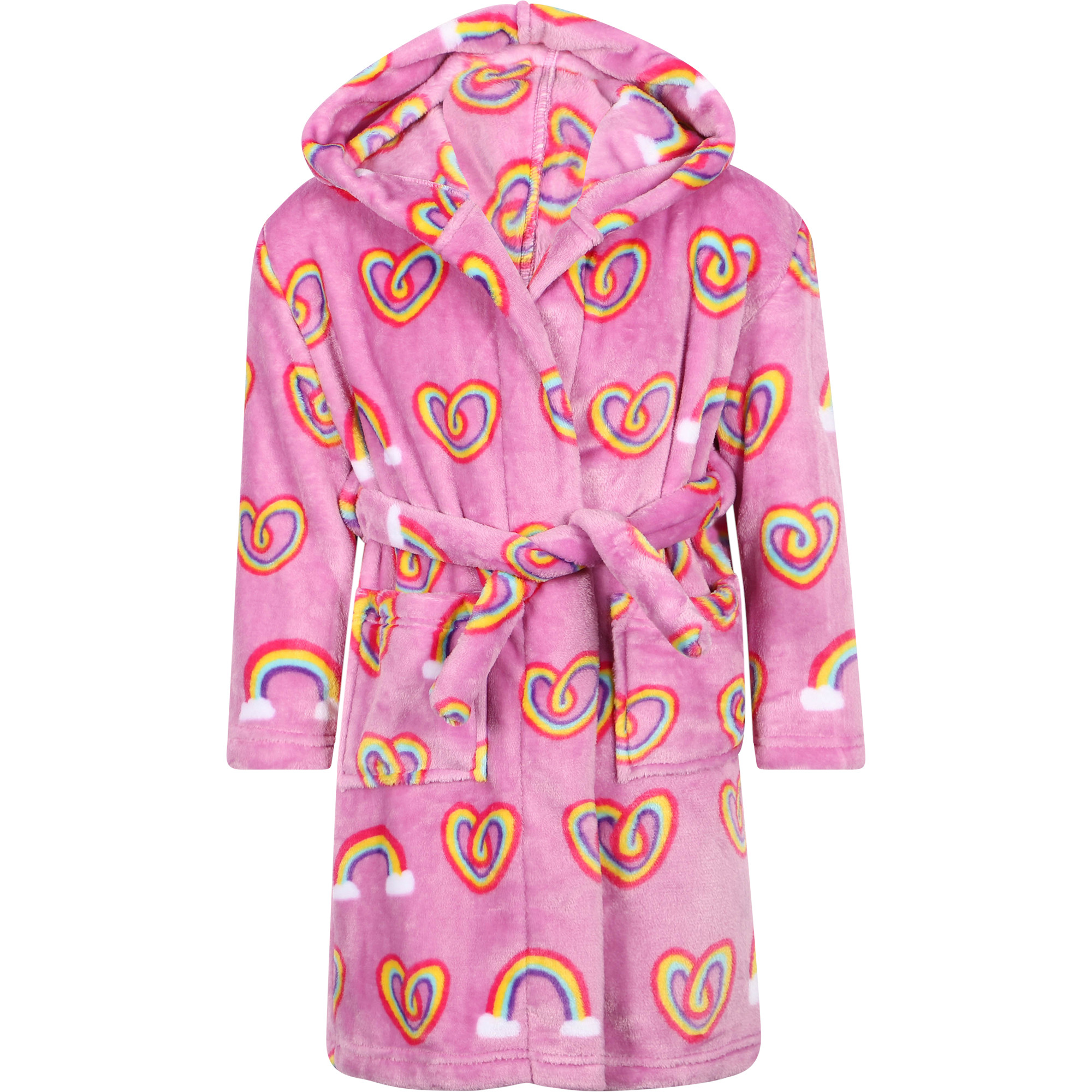 Hatley Rainbows Print Hooded Bathrobe in Pink —