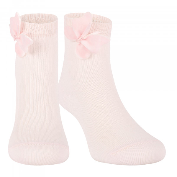 Butterfly Applique Socks in Light Pink