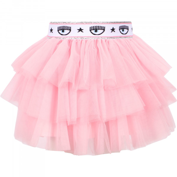 Logo Belt Tutu Skirt in Light Pink