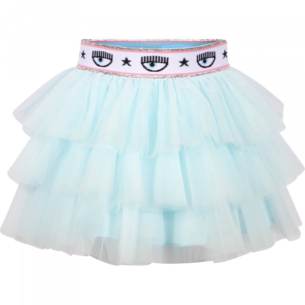 Logo Belt Tutu Skirt in Light Blue